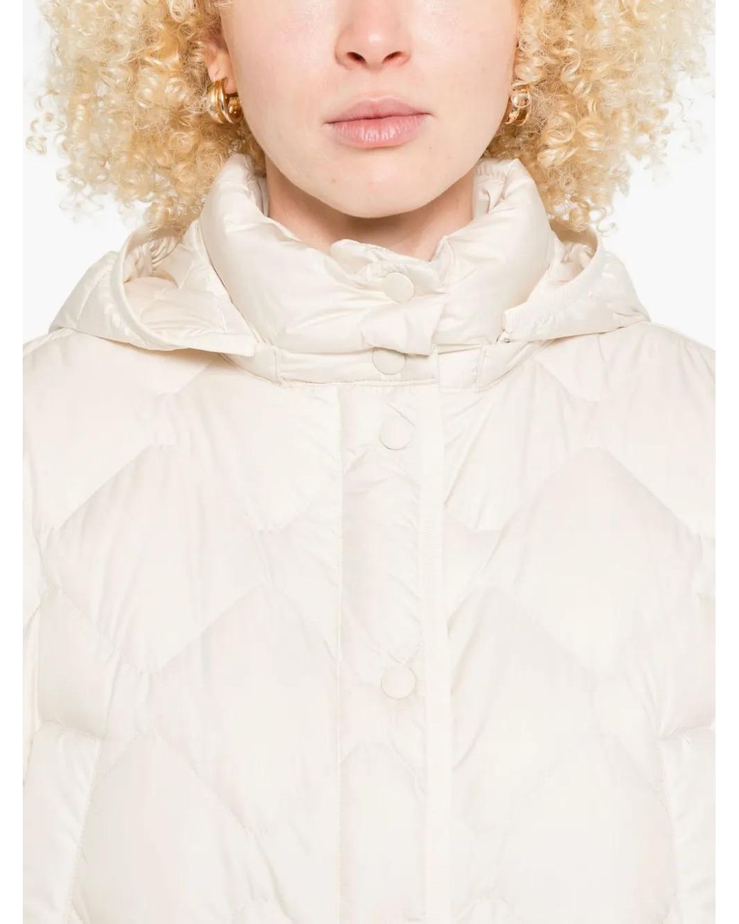 Woolrich White Quilted Hooded Coat