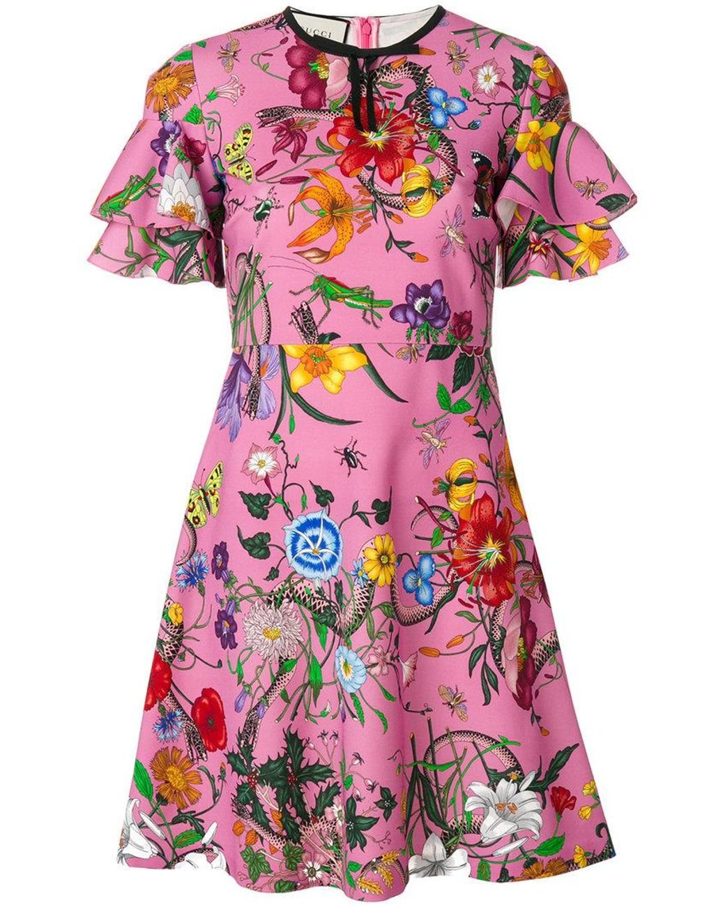 Gucci Floral Print Dress in Pink | Lyst