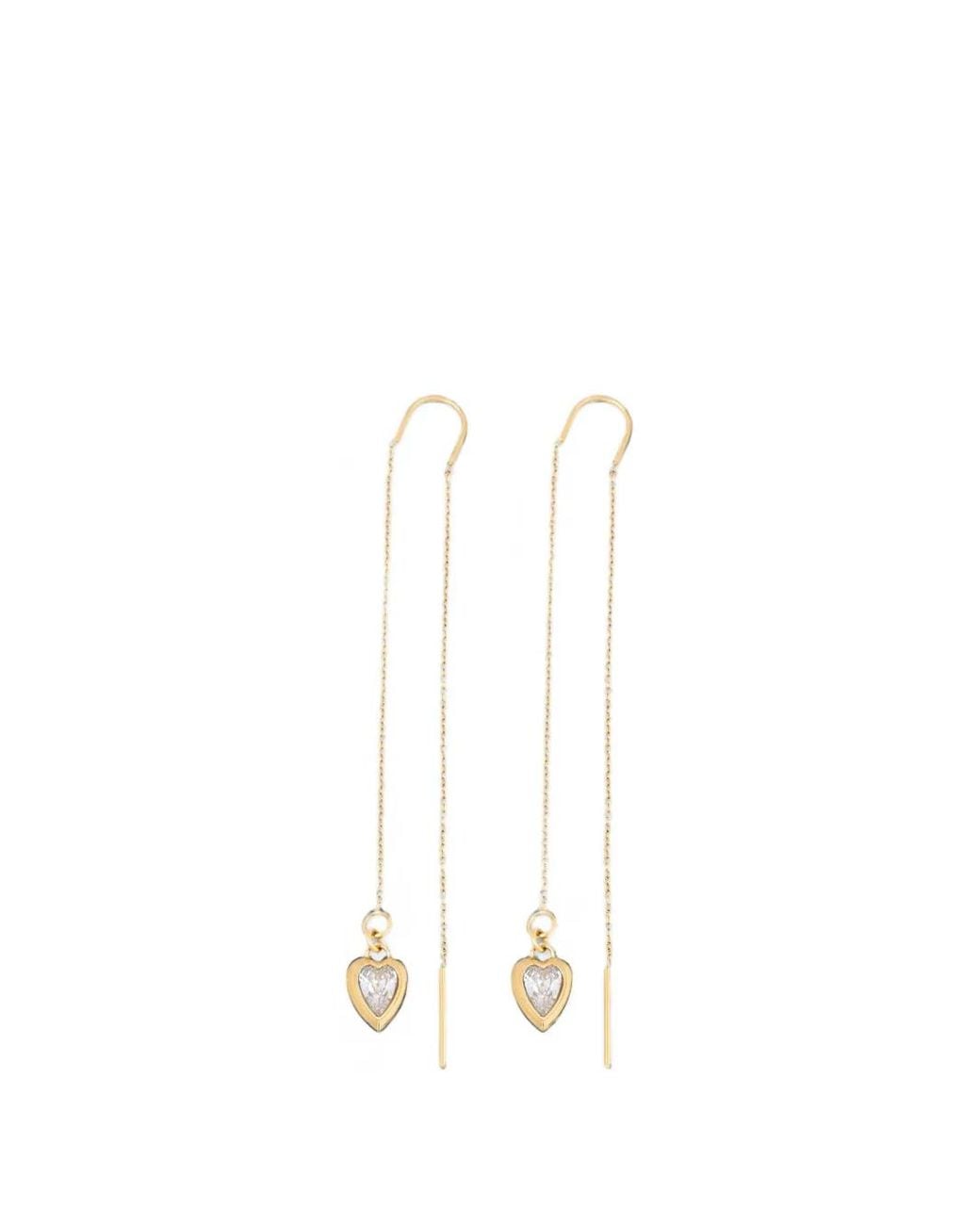 Guess White Crystal Love Chain-Link Earrings