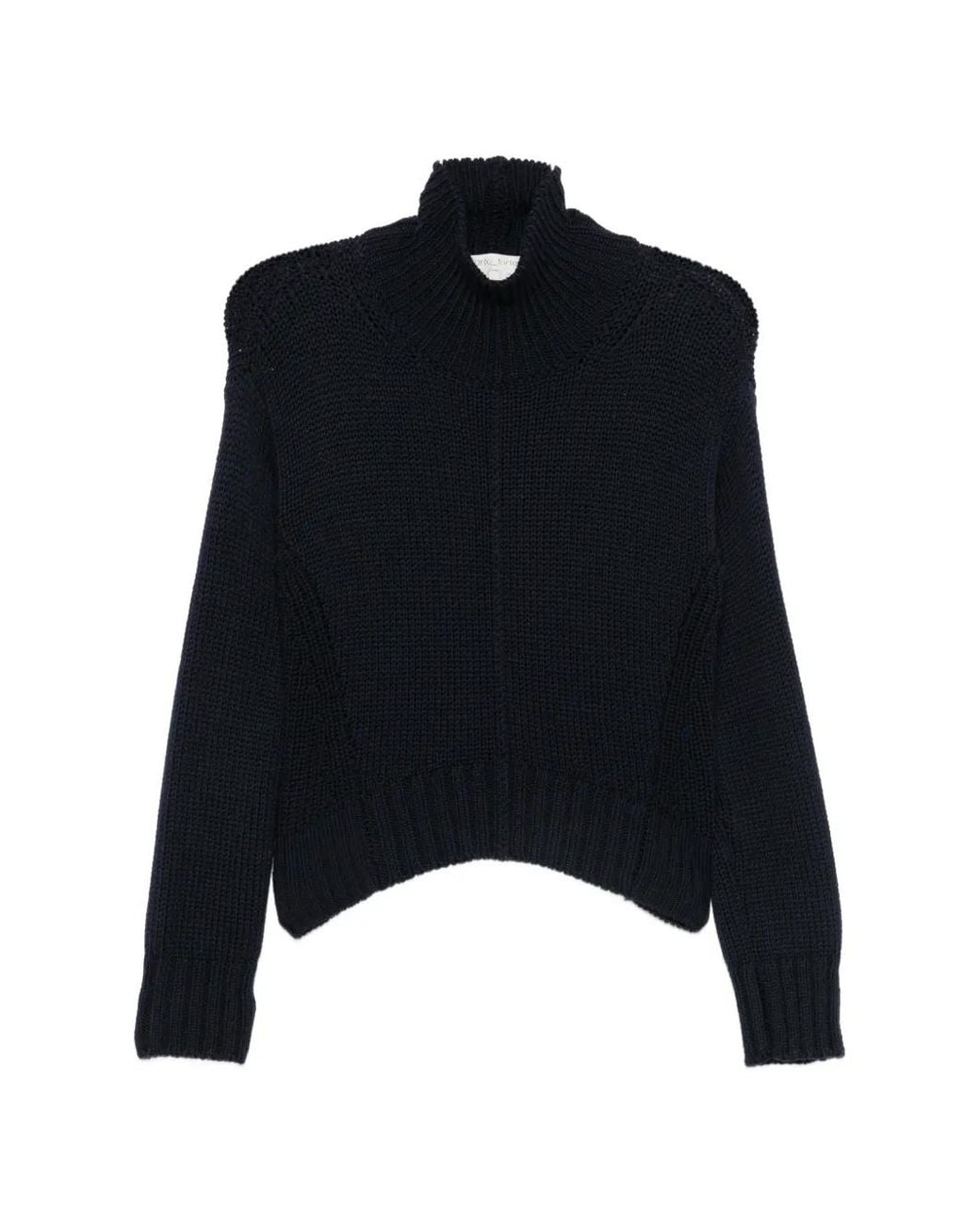 Forte_forte Black Ribbed High-Neck Sweater