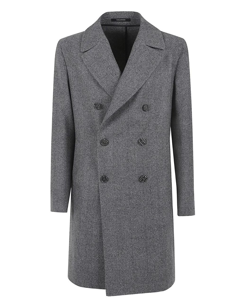 Tagliatore Gray Herringbone Button Coat for men