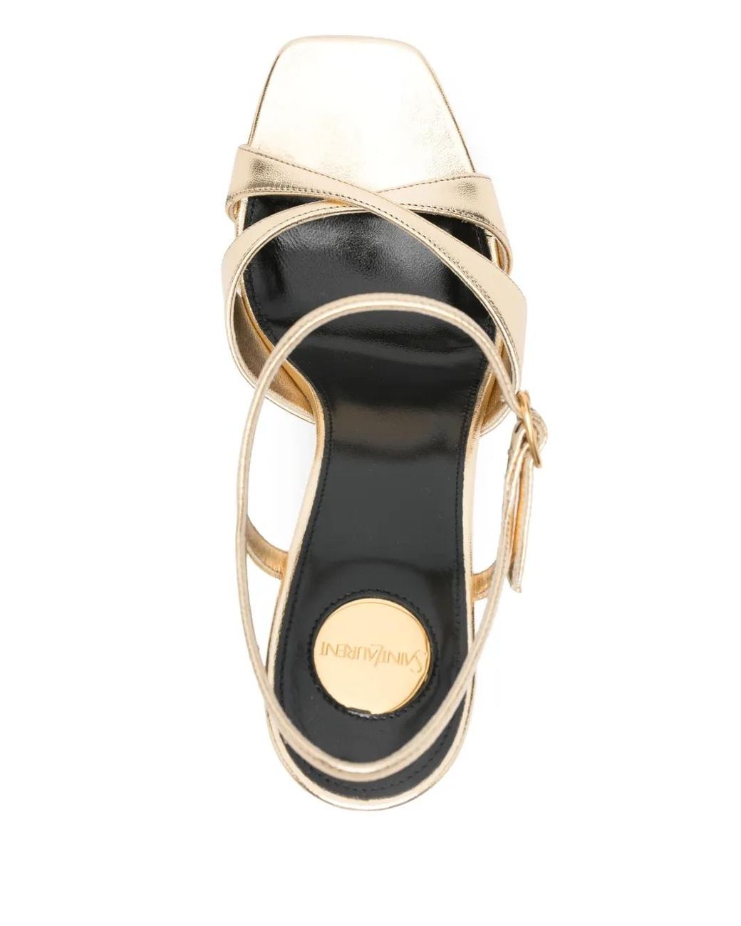 ◆Saint Laurent◆Debbie 85メタリックプラットフォームサンダル Saint Laurent Debbie Metallic Crisscross Platform Sandals