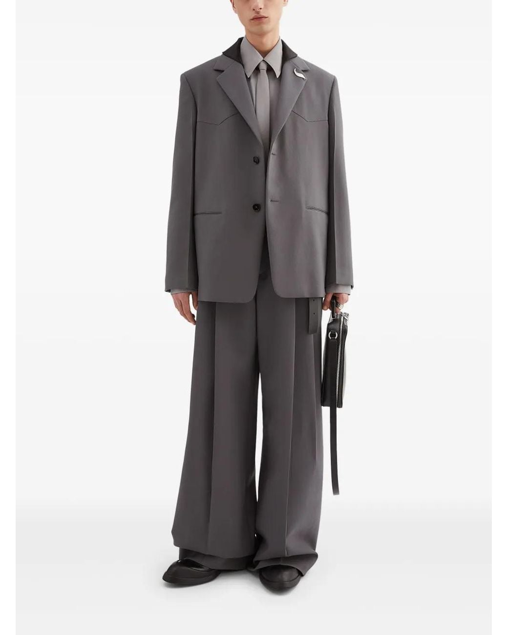 Jil Sander Gray Detachable-Collar Tailored Jacket for men