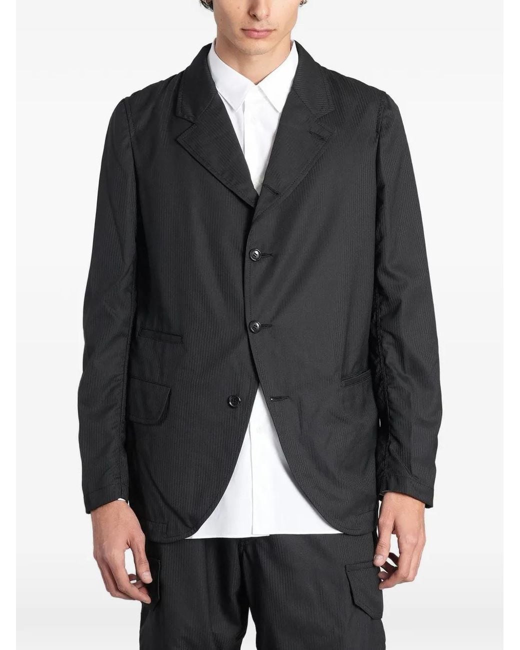 Comme des Garçons Black Single-Breasted Dobby-Stripe Blazer for men
