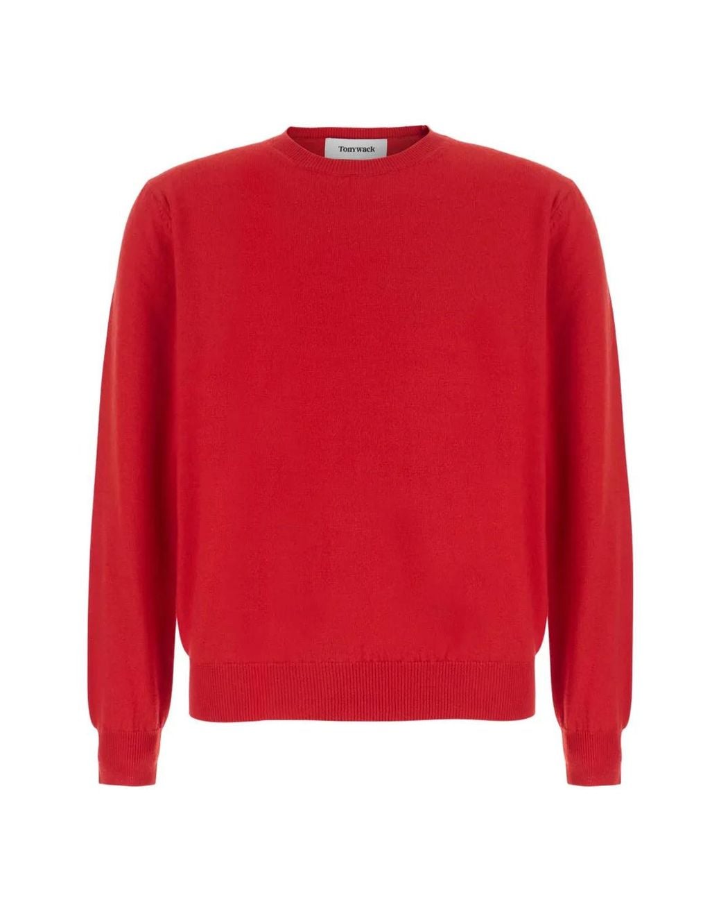 TONYWACK Red Fine-Knit Wool Sweater for men
