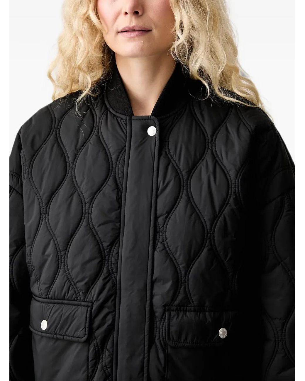 Karl Lagerfeld Black Veste Matelassée À Épaules Tombantes