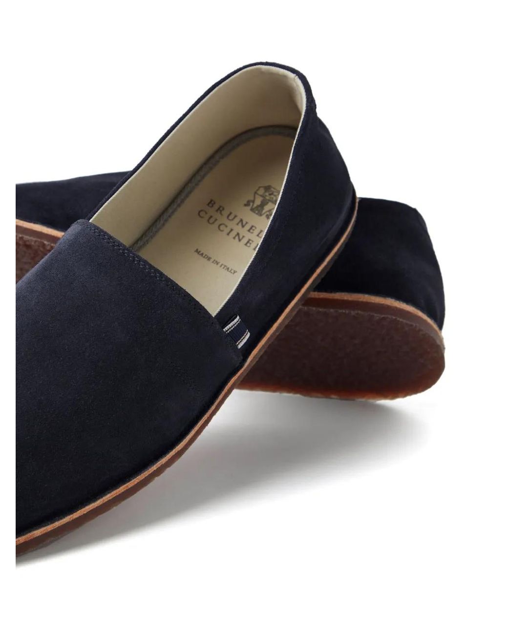 Brunello Cucinelli Blue Suede Slippers for men