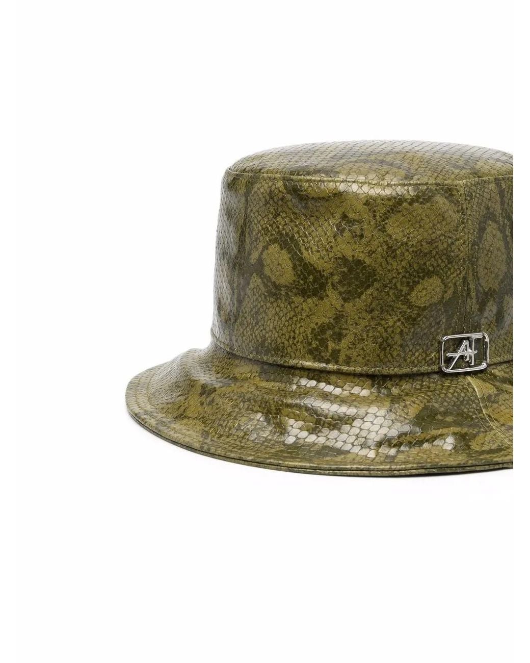 Alberta Ferretti Green Python-Print Bucket Hat