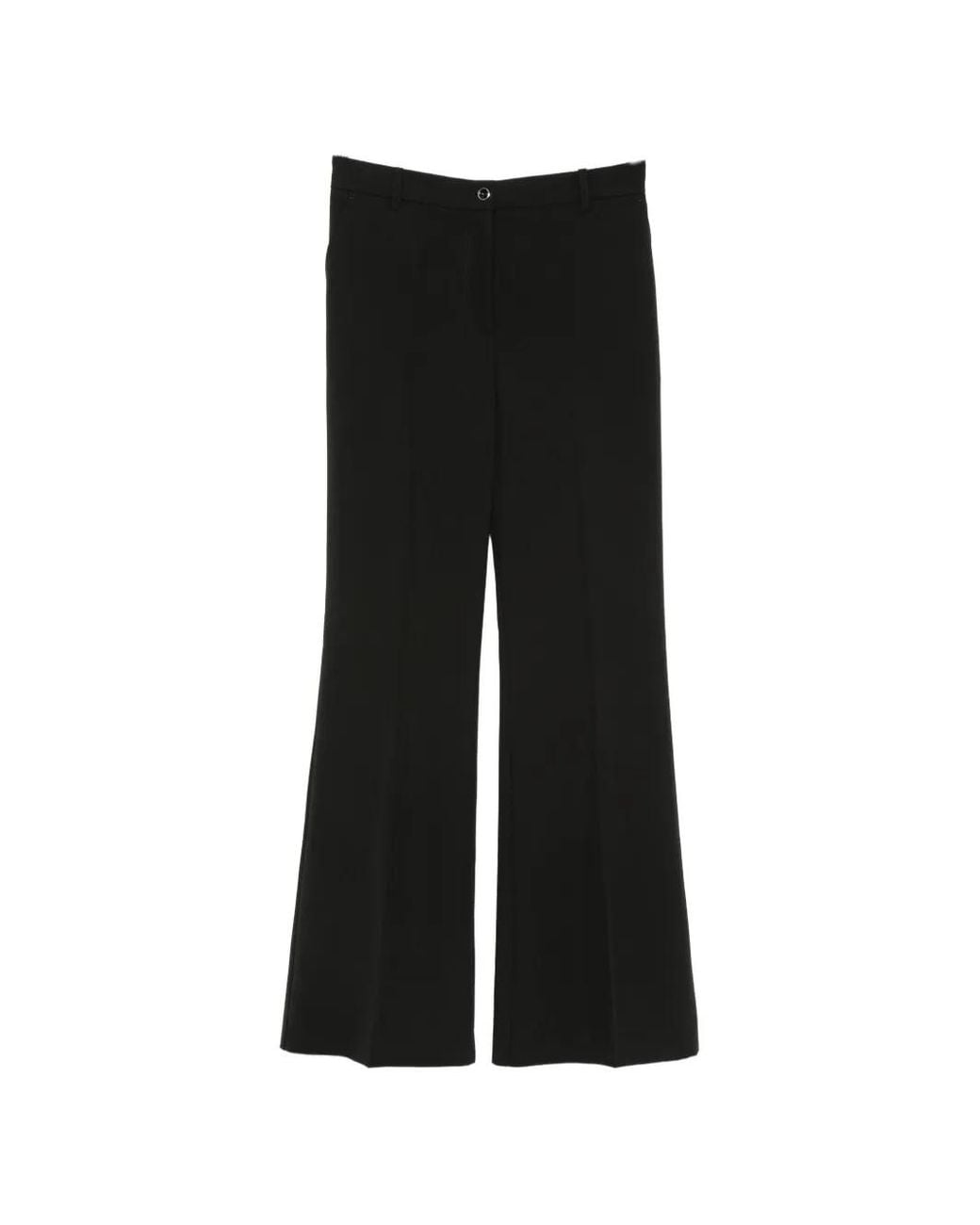 Pinko Black Plain-Coloured Palazzo Trousers
