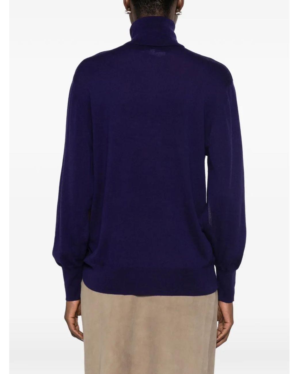 Bompard Blue Turtleneck Sleeve-Vent Sweater