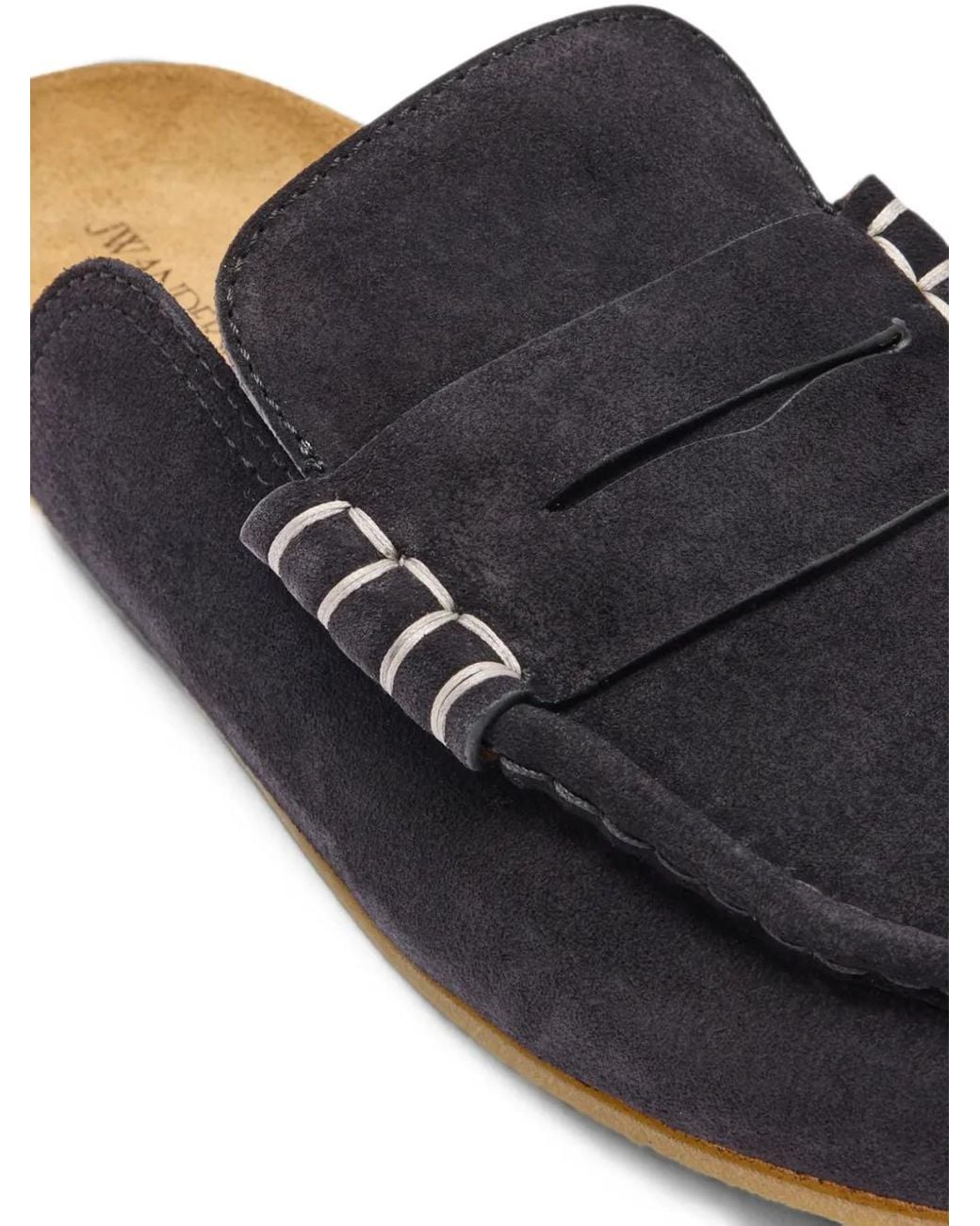 J.W. Anderson Blue Stitch-Detail Suede Loafers for men