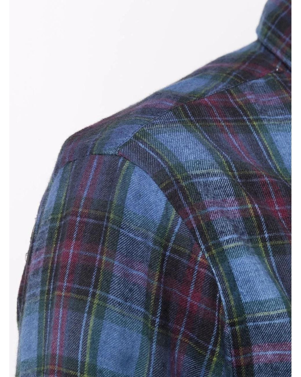 Deperlu Blue Tartan-Print Cotton Shirt for men