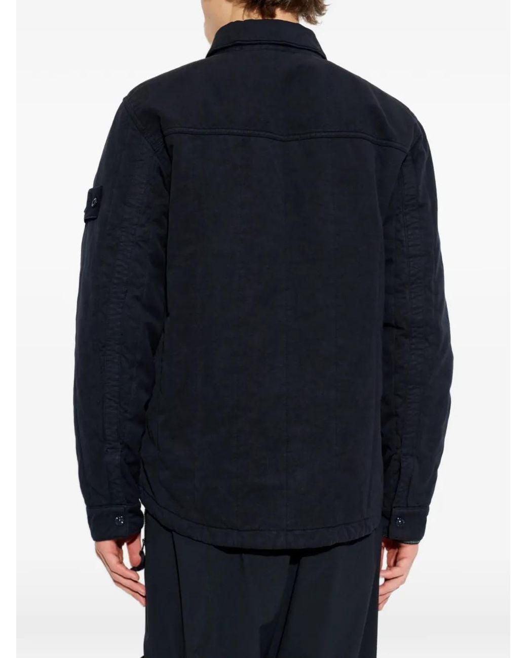 Stone Island Blue 4100038 Cotton Linen Quilted-Tc Ghost Jacket for men