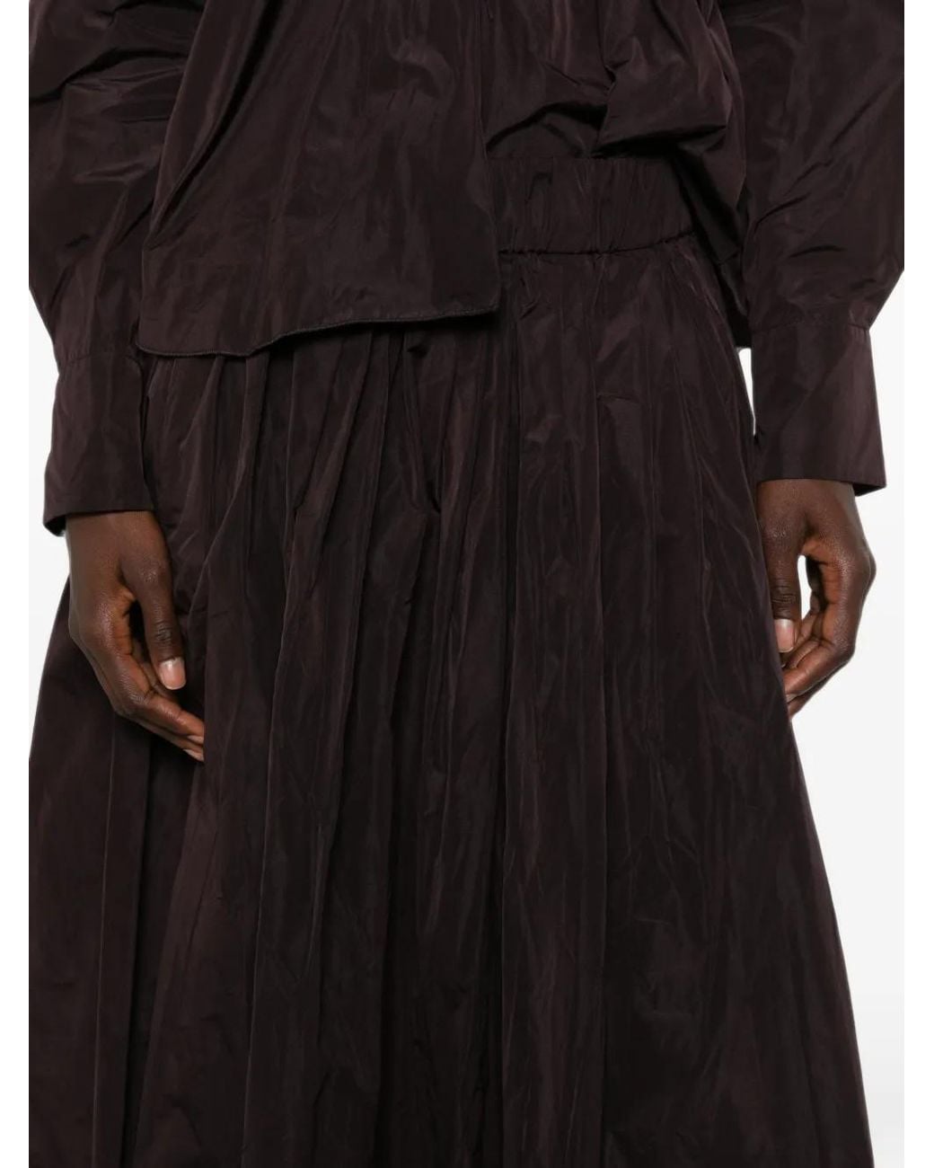Susanne Bommer Brown Pleated Taffeta Skirt