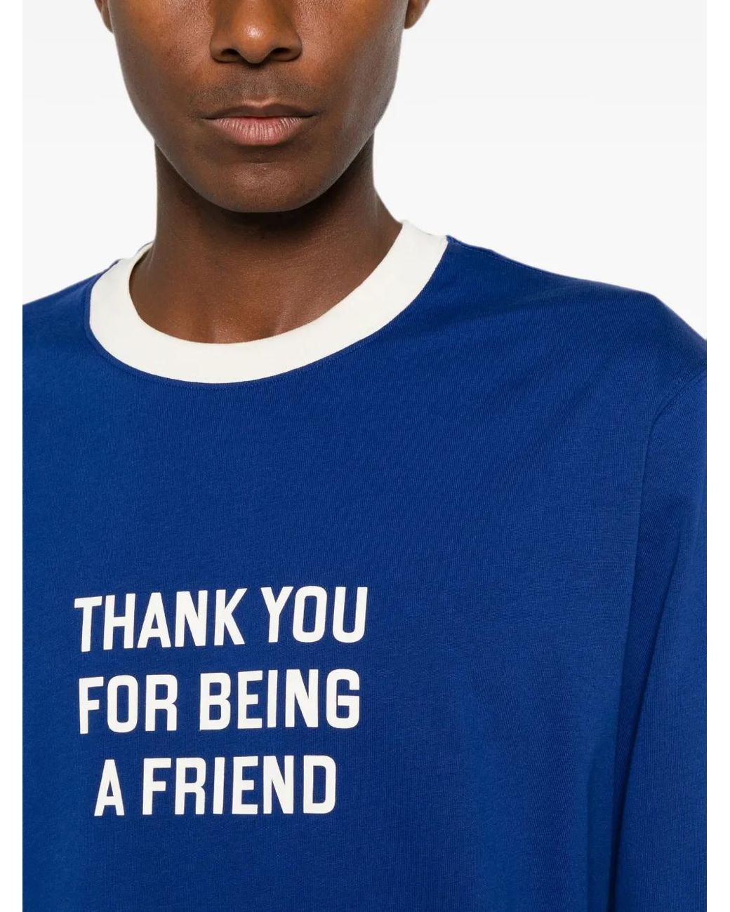 AMI Blue Slogan-Print Long-Sleeve T-Shirt for men
