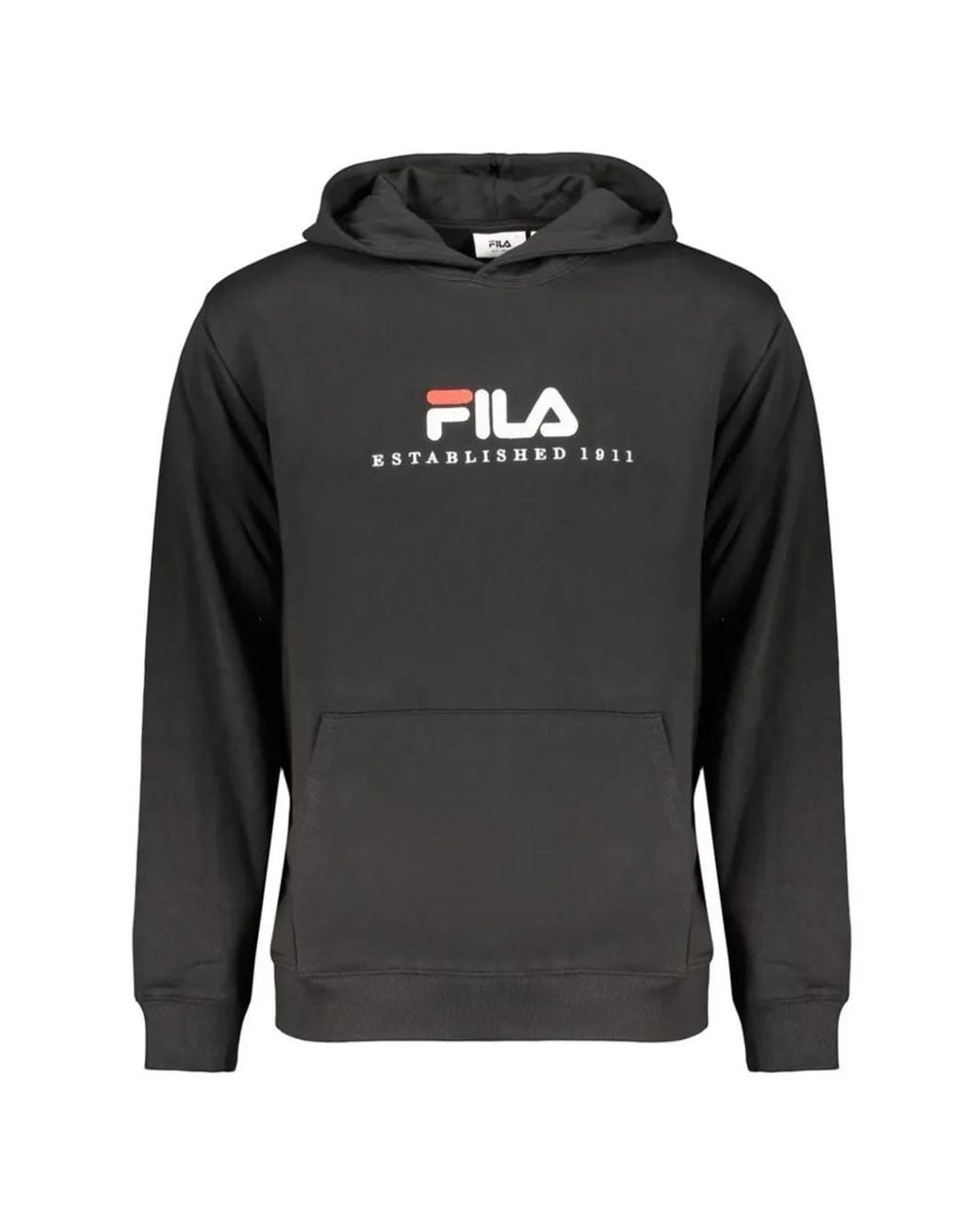 Fila Black Logo-Print Cotton Hoodie for men