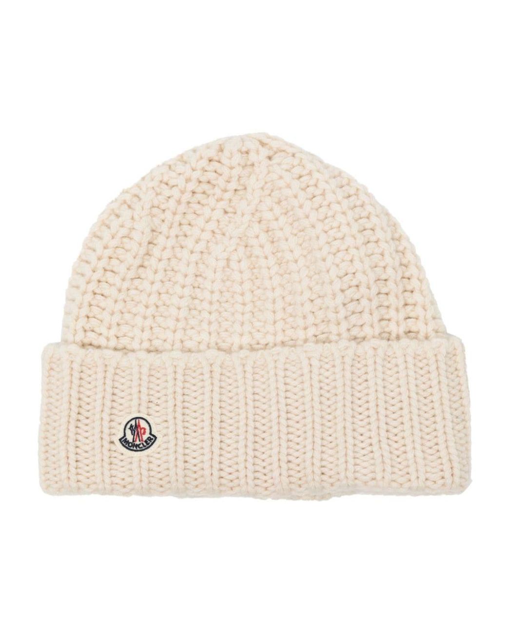 Moncler Logo-patch Cashmere-blend Beanie in Natural for Men | Lyst