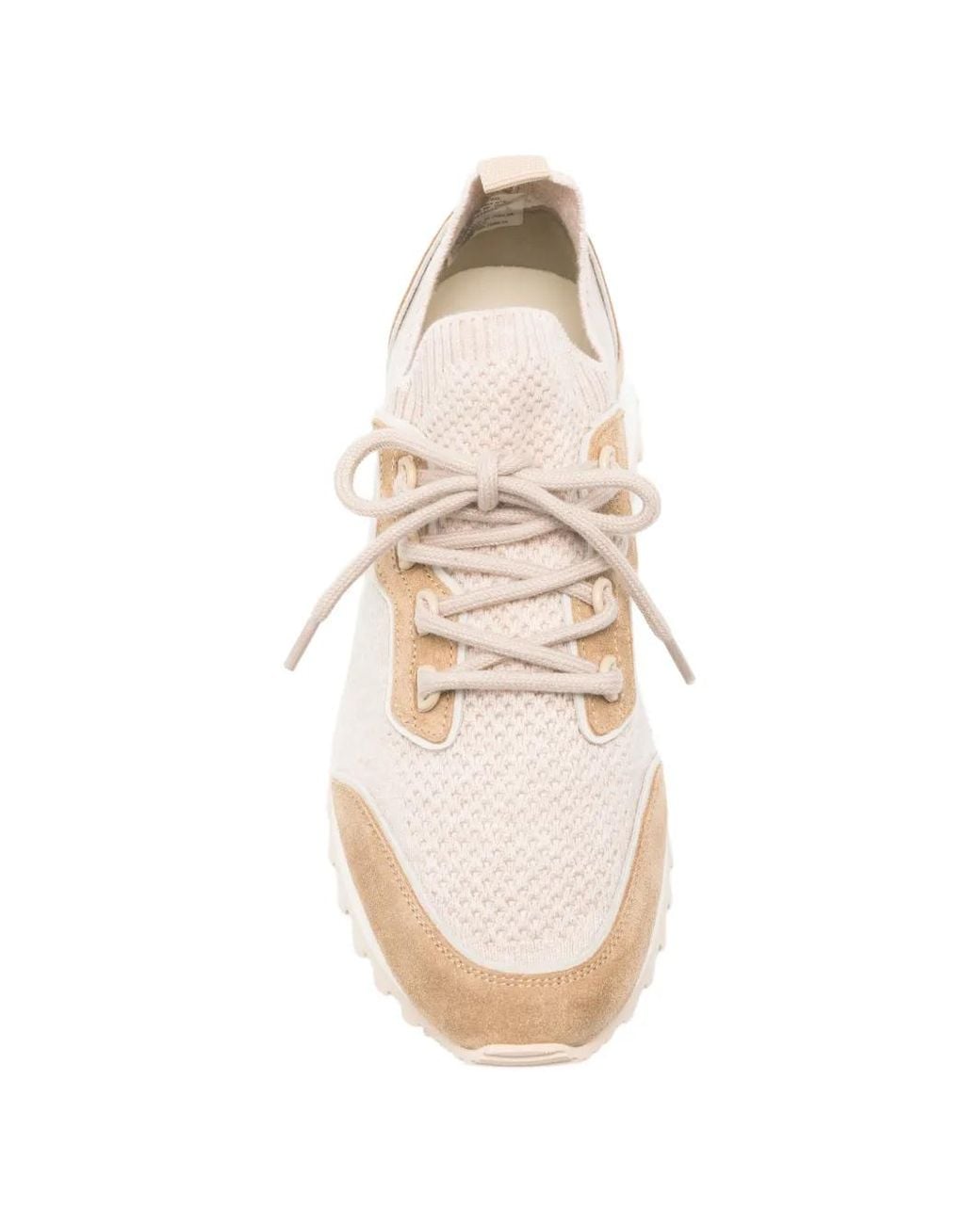 Eleventy Natural Suede-Panelled Knit Sneakers