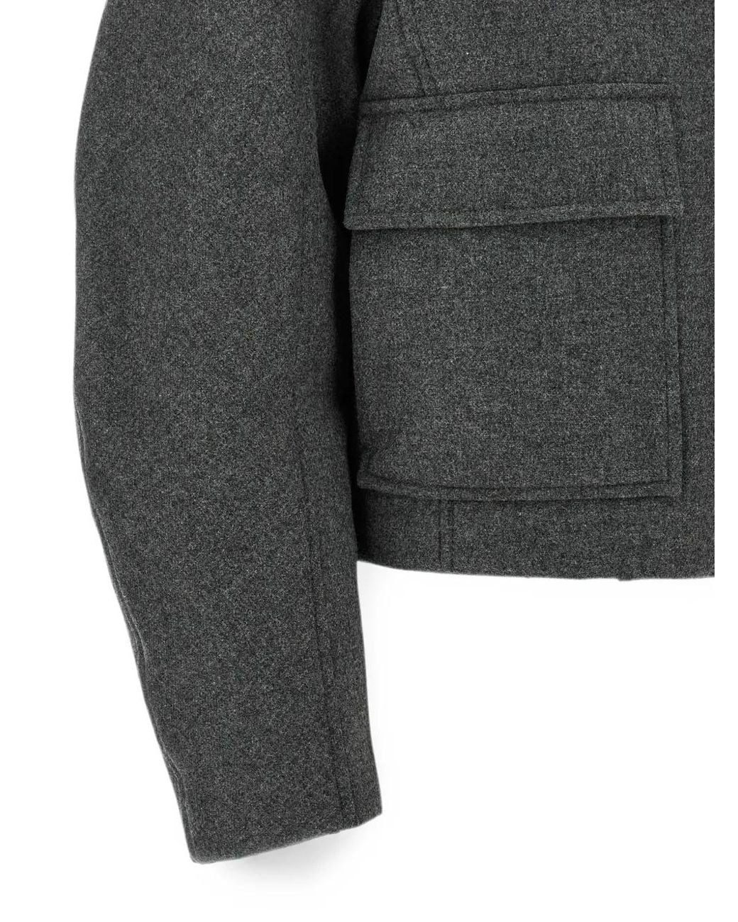 Brunello Cucinelli Gray Shearling-Collar Cropped Jacket
