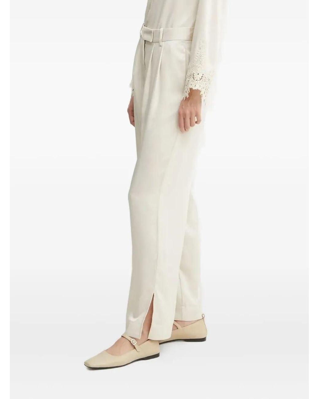 Bruuns Bazaar Natural Pleated Side-Split Trousers