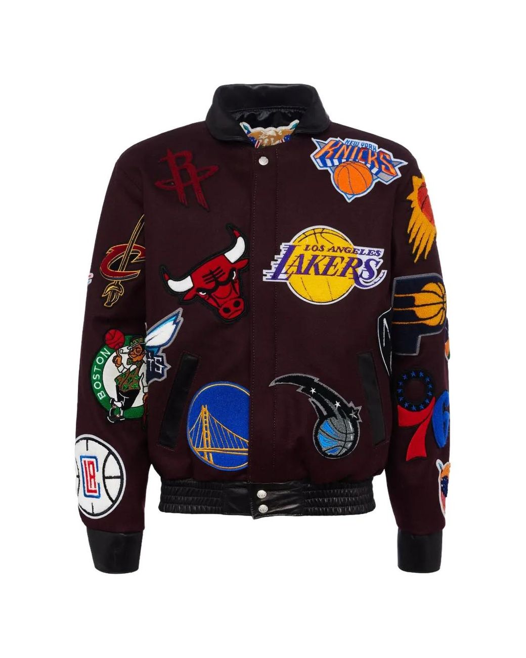Jeff Hamilton Blue Nba Collage Patch Jacket for men