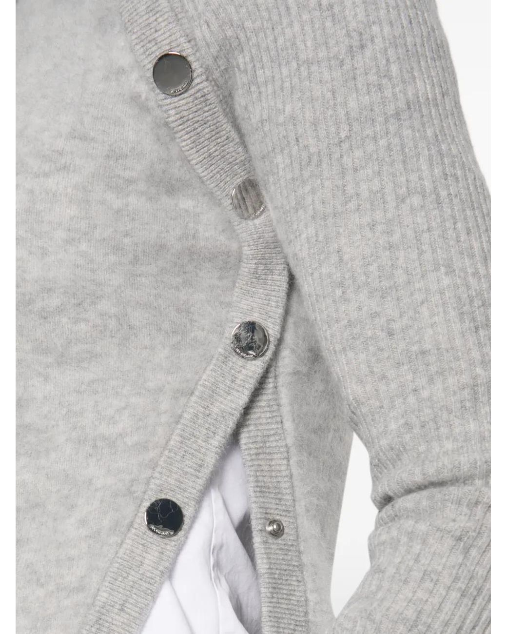 Sportmax Gray Asymmetric-Fastening Ribbed-Sleeve Knit