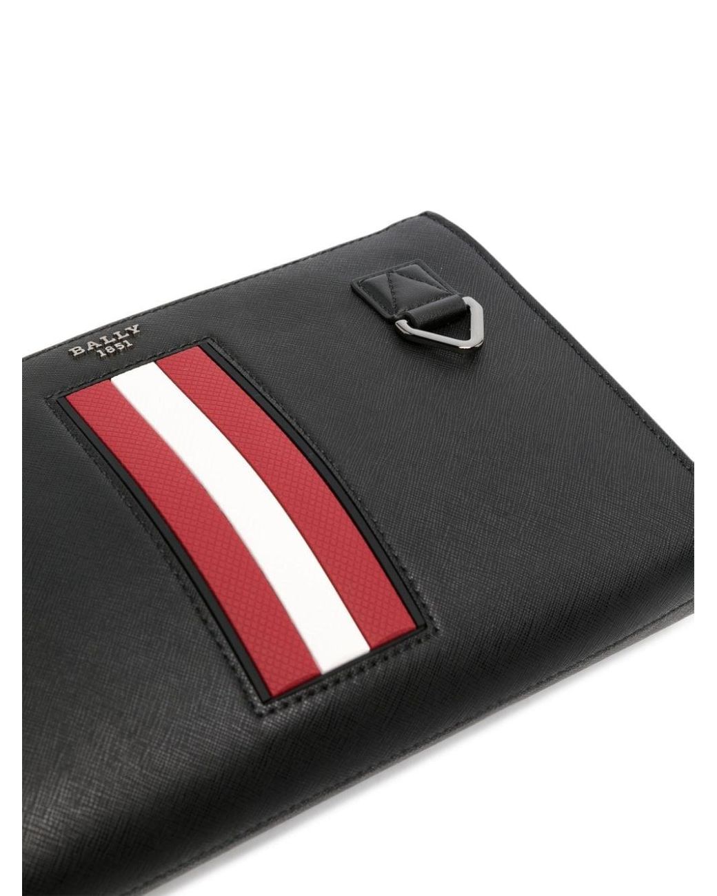 Bally stripe-detail Leather Clutch - Black