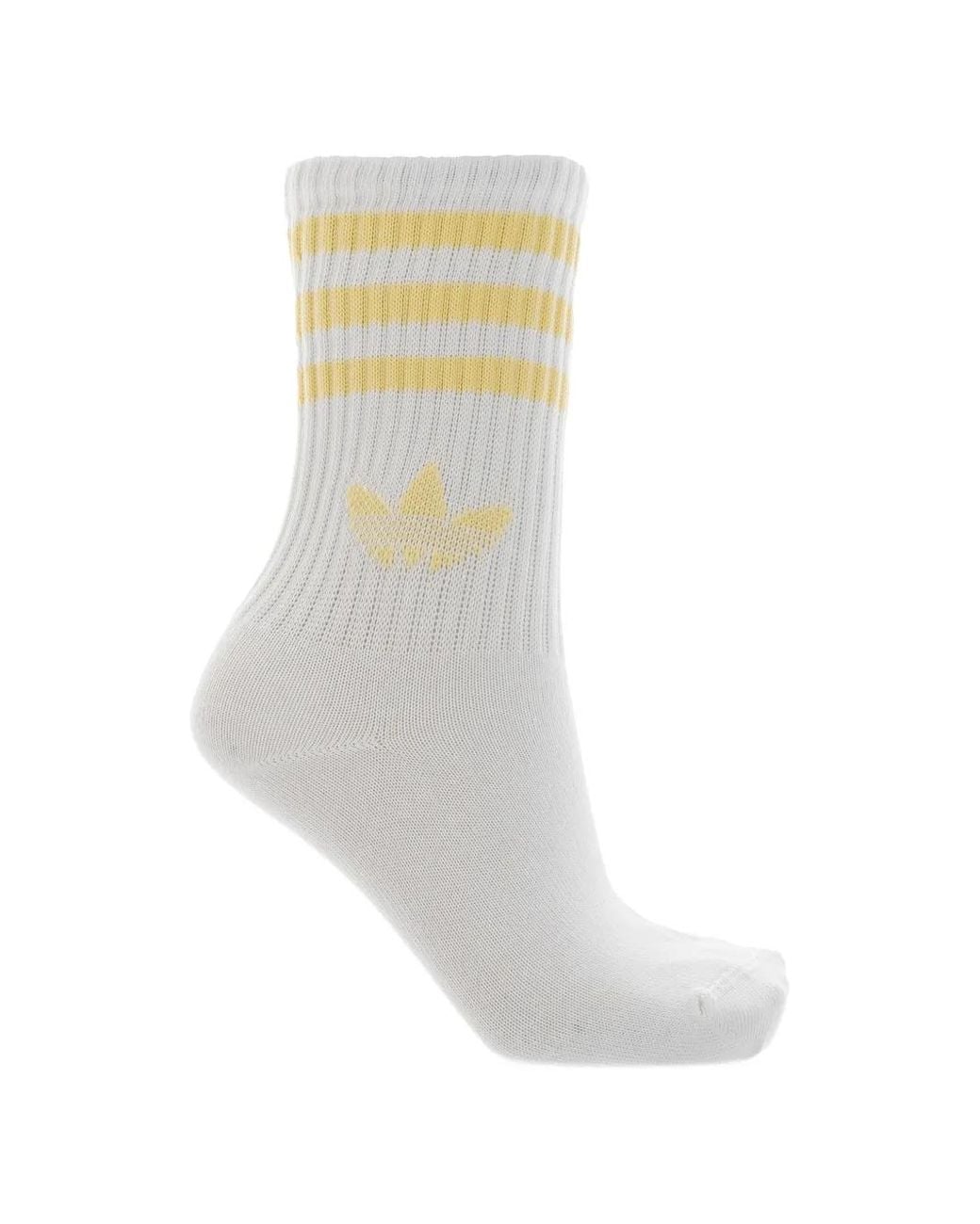 Adidas White Logo-Embroidered Striped Socks (Set Of Three)