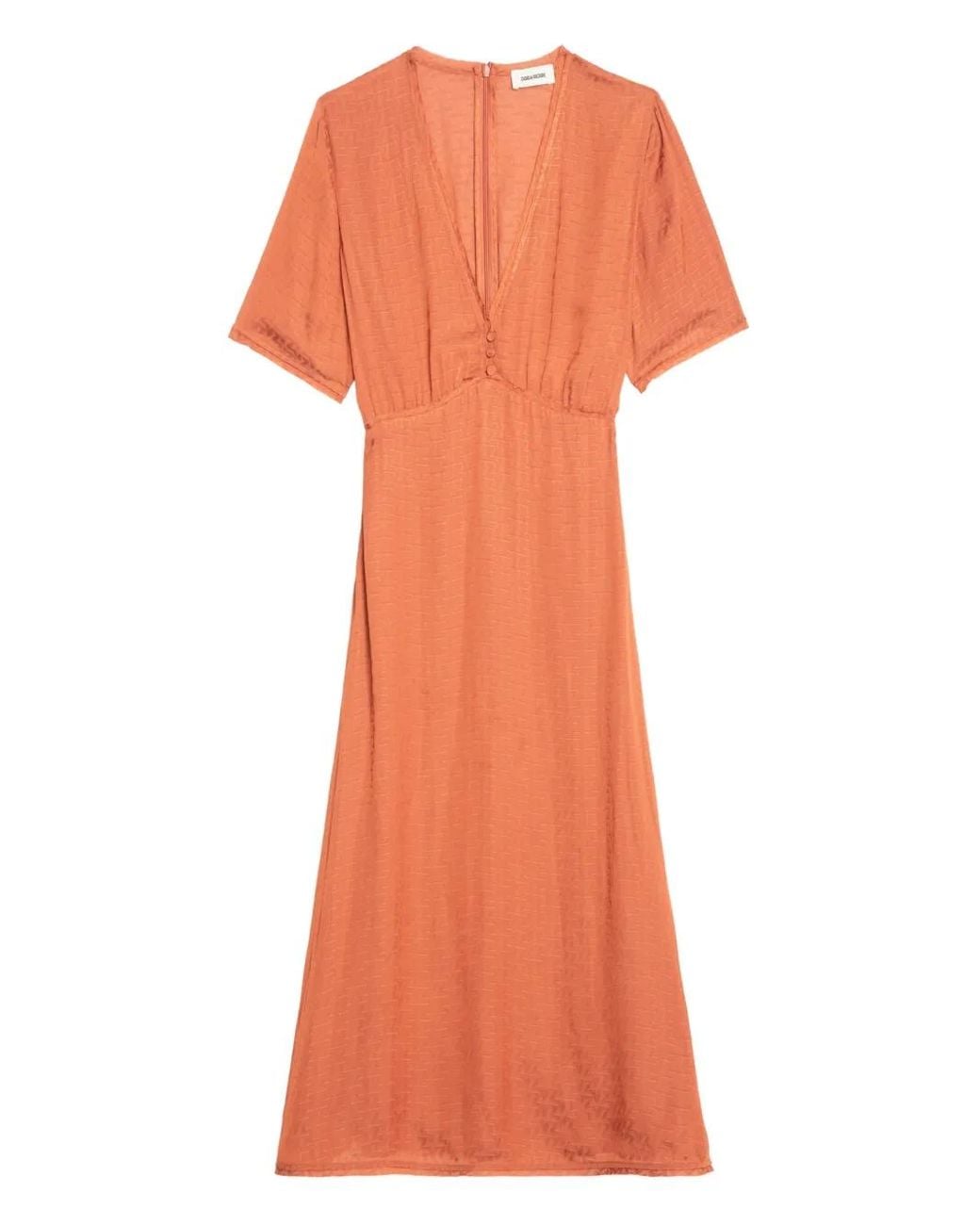 Zadig & Voltaire Orange Robe Rhodral À Coupe Mi-Longue