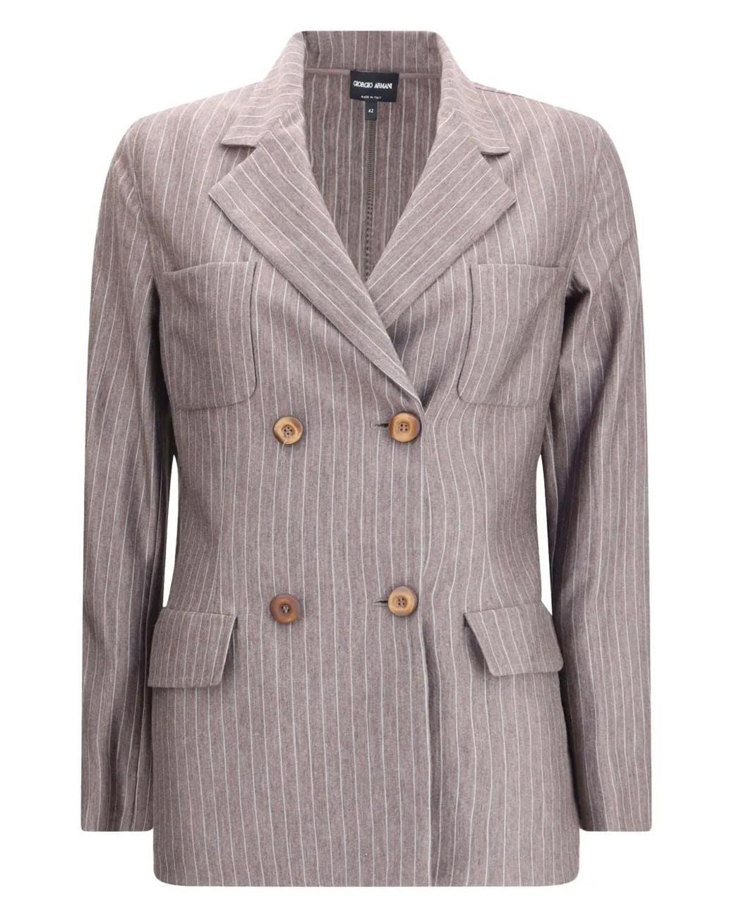 Giorgio Armani Gray Pinstripe Double-Breasted Blazer