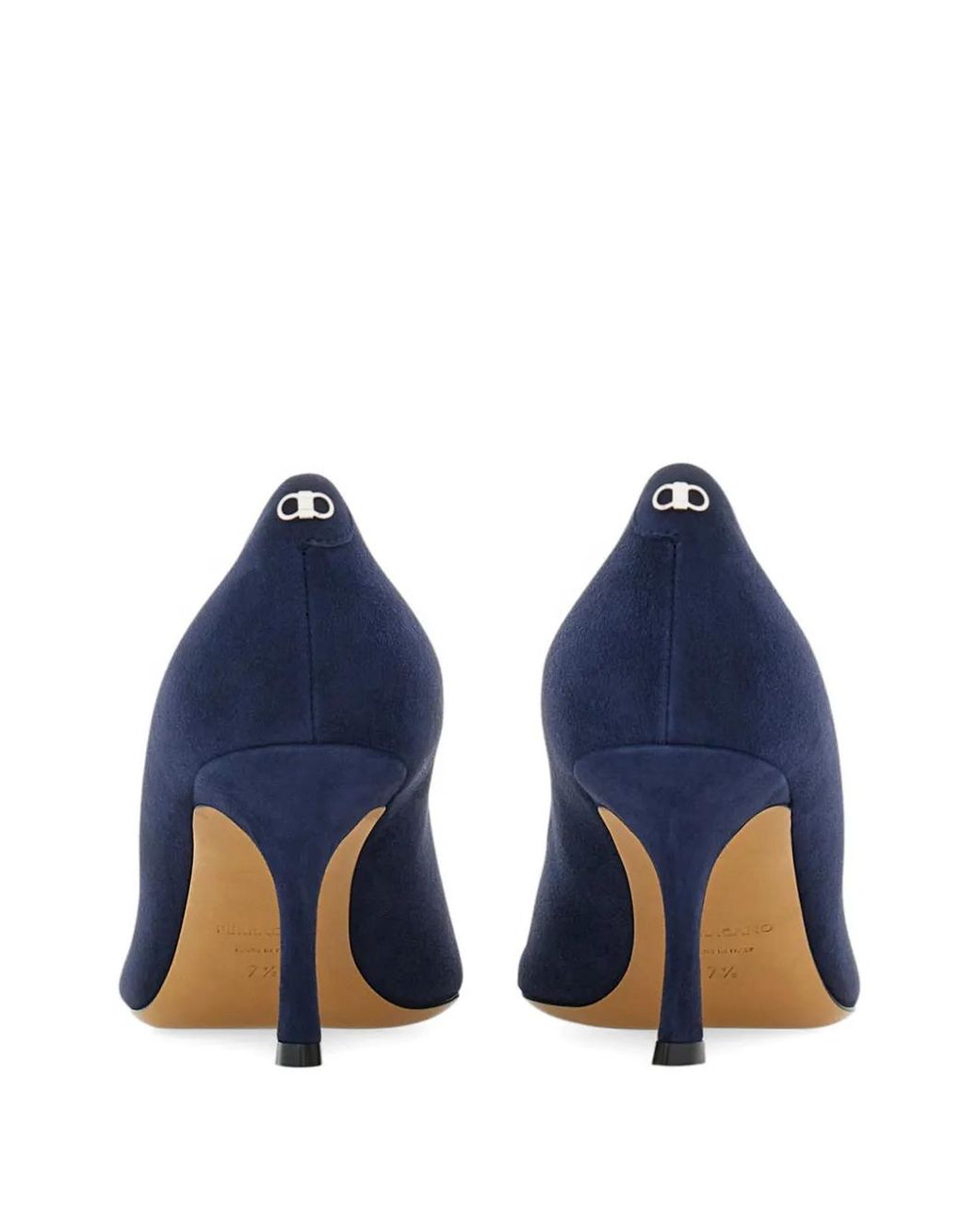 Ferragamo Blue Elydea 70 Suede Heeled Pumps