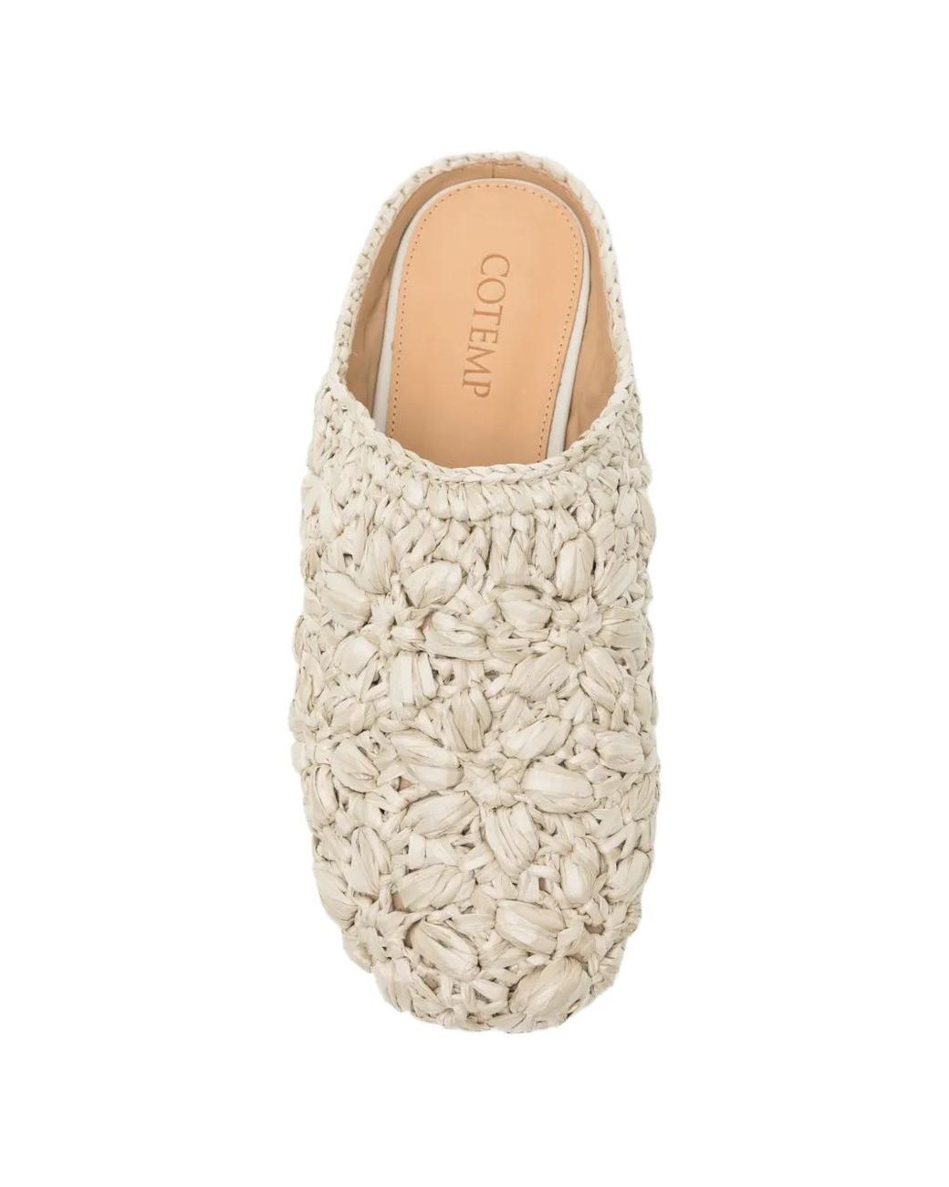 COTEMP White Woven Slip-On Mules