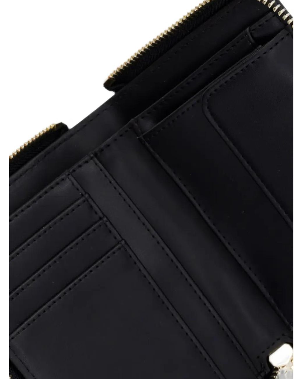 Love Moschino Black Logo-Embossed Zip-Around Wallet