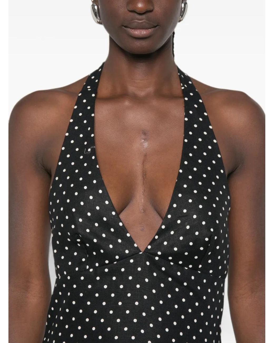 Faithfull The Brand Black La Cala Midi Dress Lola Polka Dot Cream