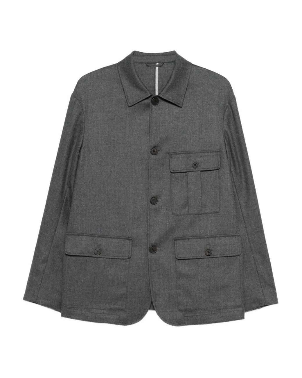 Emporio Armani Gray Wool-Blend Shirt Jacket for men