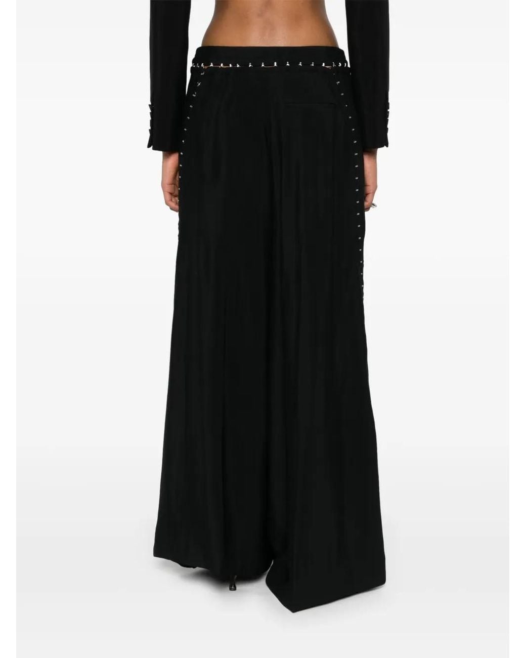 Mugler Black Hook & Eye Wide-Leg Trousers