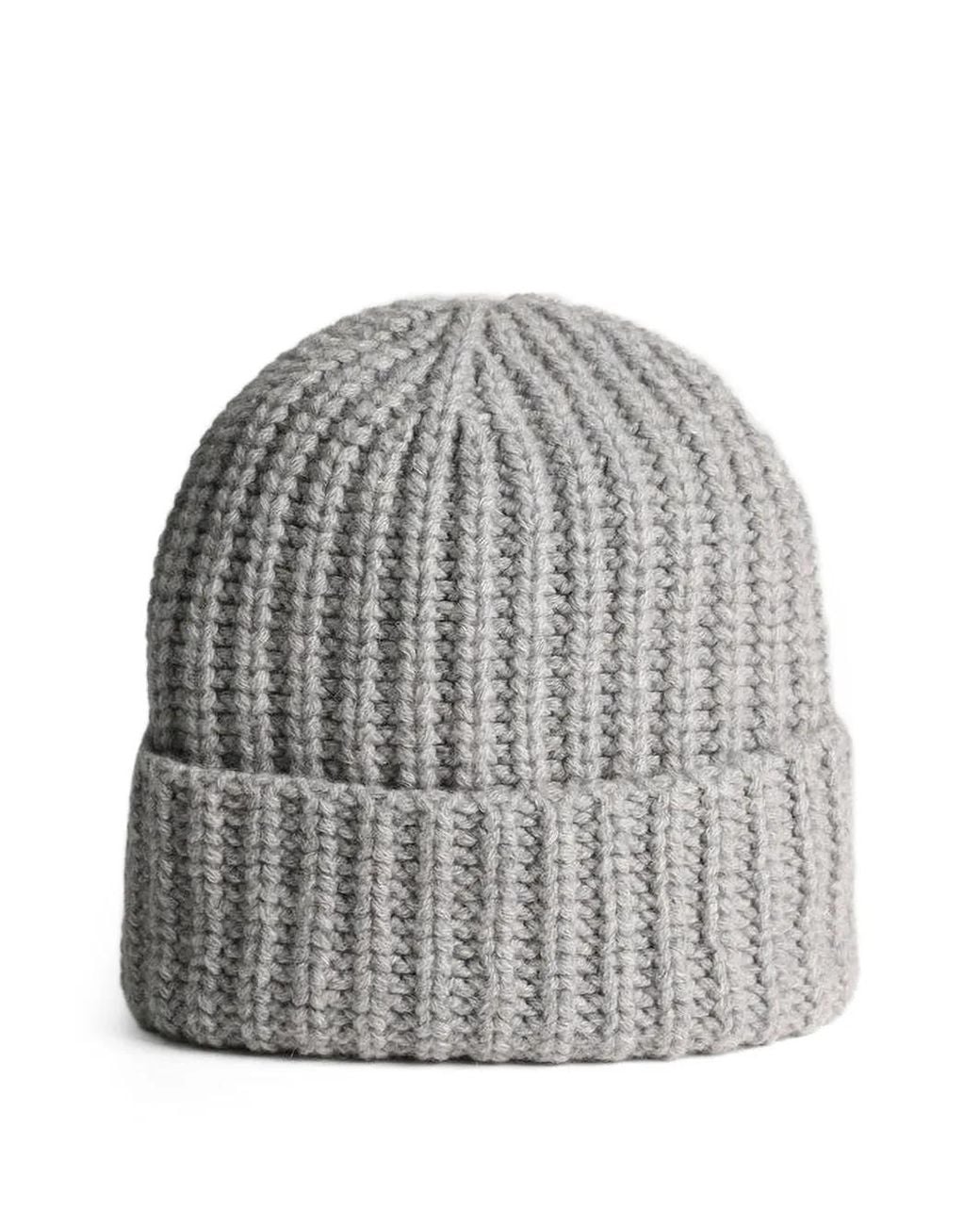 Scaglione Gray Chunky Ribbed-Knit Beanie Hat for men