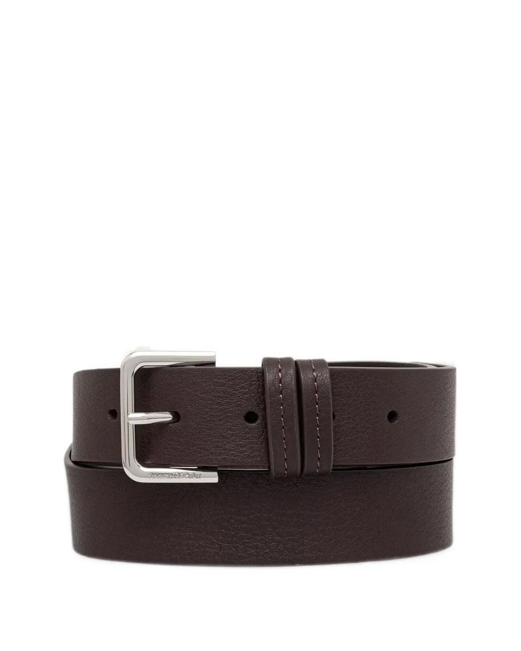 Marc O' Polo Gray Billis Buckle-Fastening Grained-Leather Belt