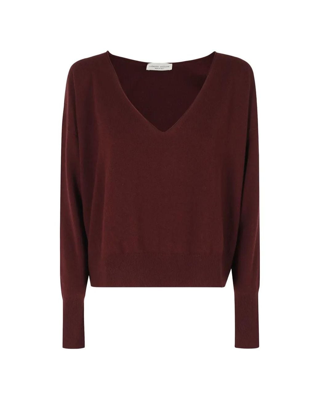 Roberto Collina Red V-Neck Drop-Shoulder Sweater
