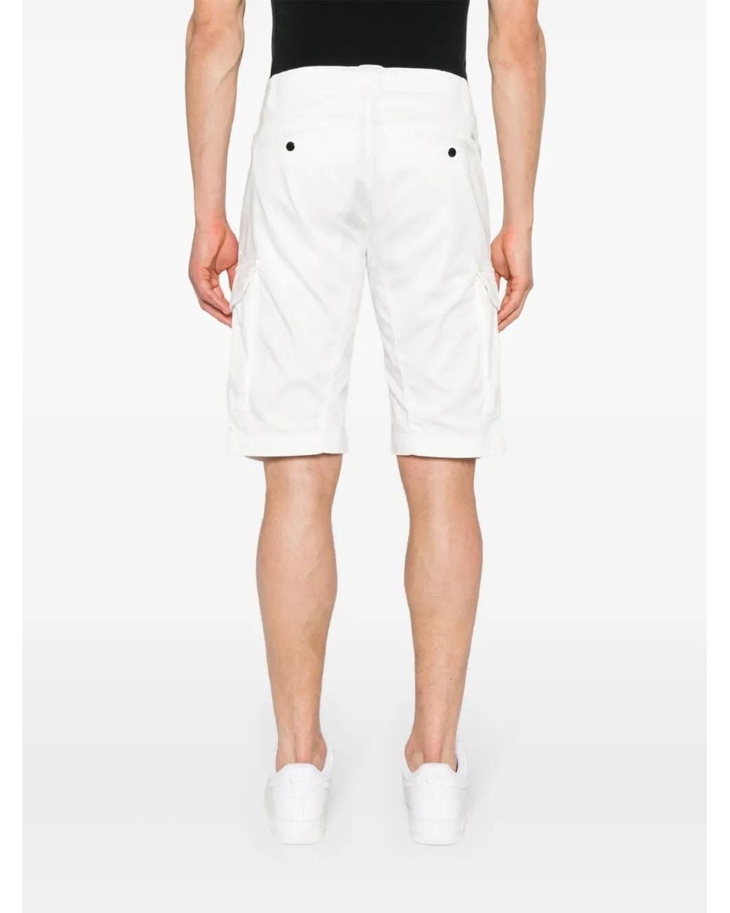 C P Company White Lens-Detail Cargo Shorts for men