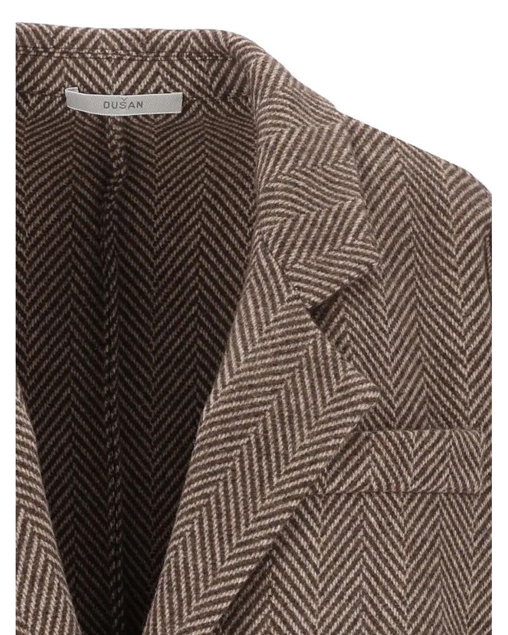 Dusan Brown Herringbone Blazer