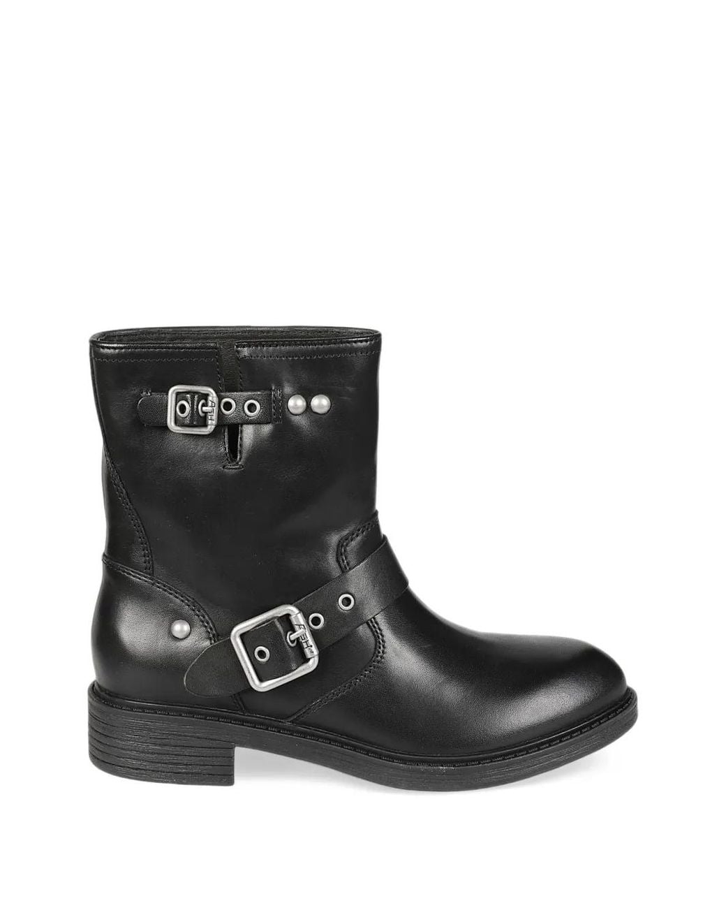 Ash Black Buckle-Detail Leather Boots
