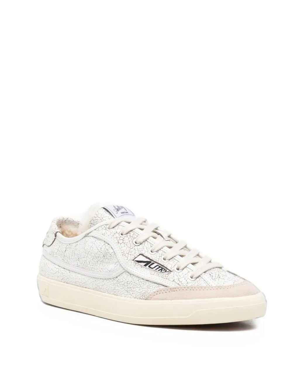 Autry White Windscape Crackle-Effect Shearling-Lined Sneakers for men