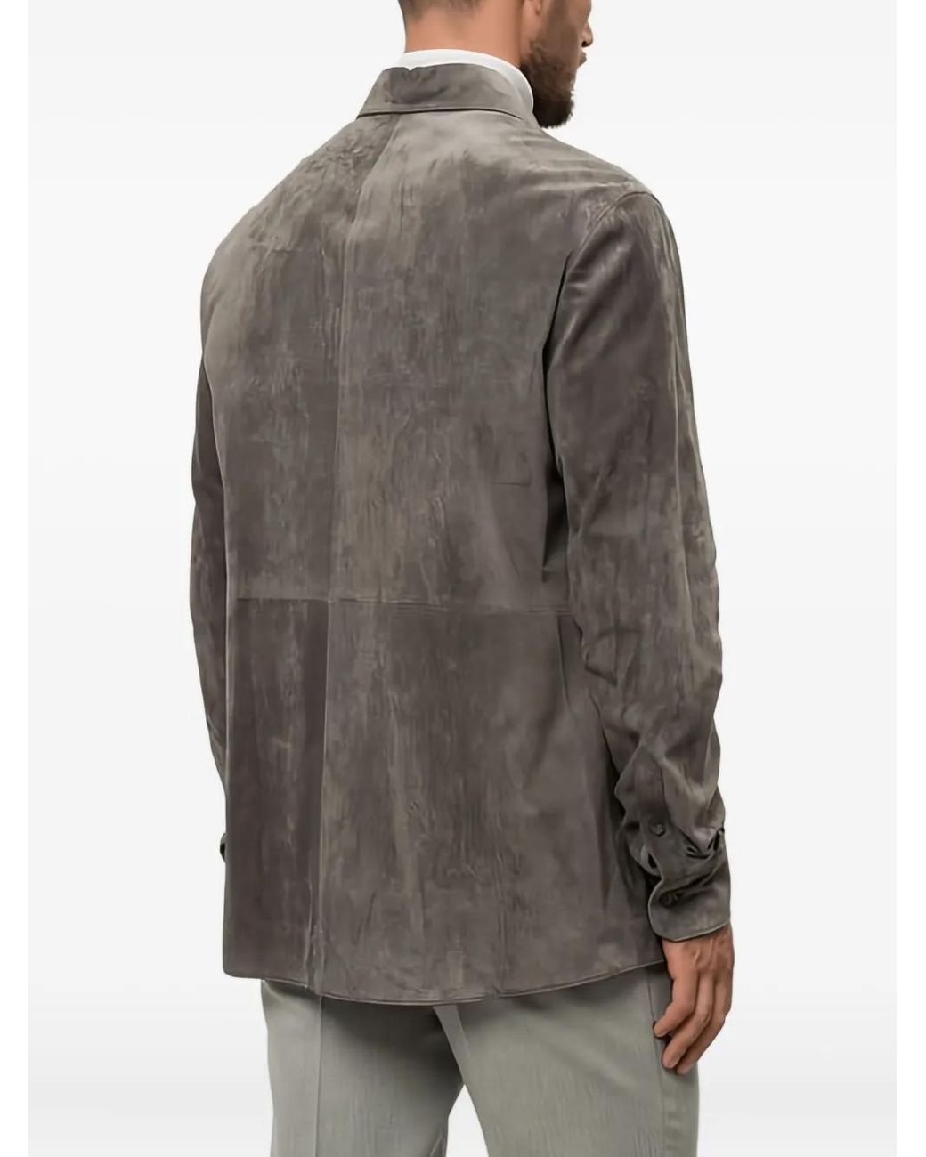 Dolce & Gabbana Brown Suede Button-Down Shirt for men