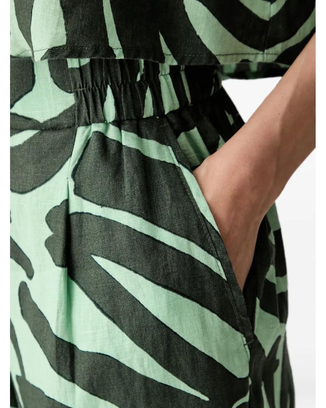 Benetton Green Abstract-Pattern Trousers