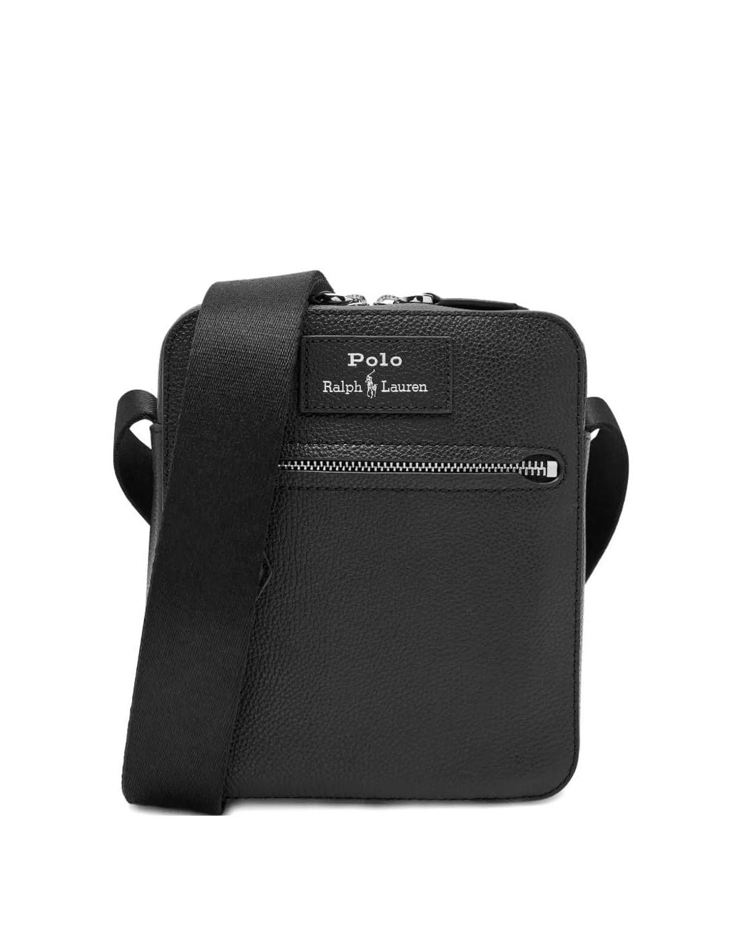Polo Ralph Lauren Black Pebble -Eather Messenger Bag for men