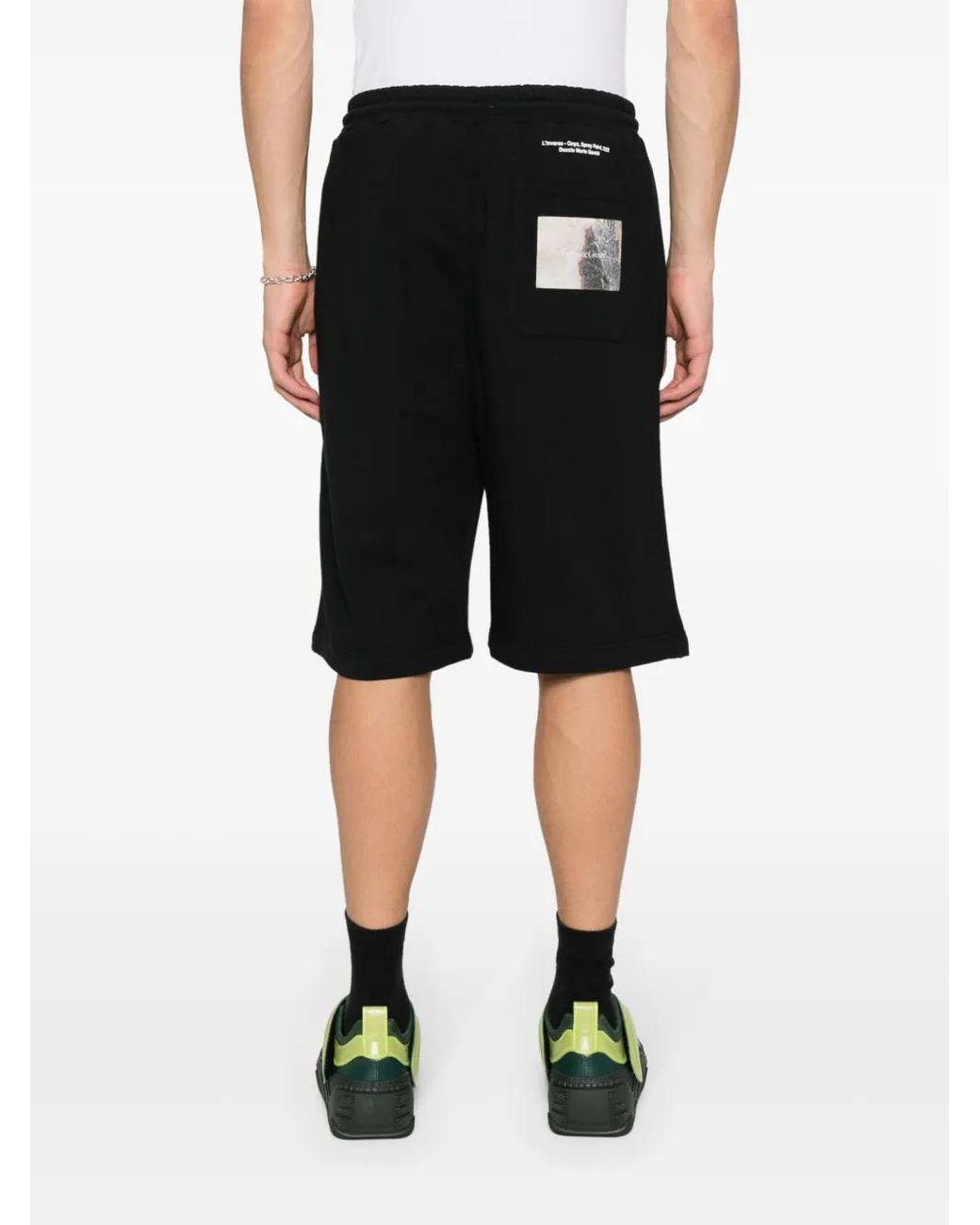 MSGM Black Drawstring Track Shorts