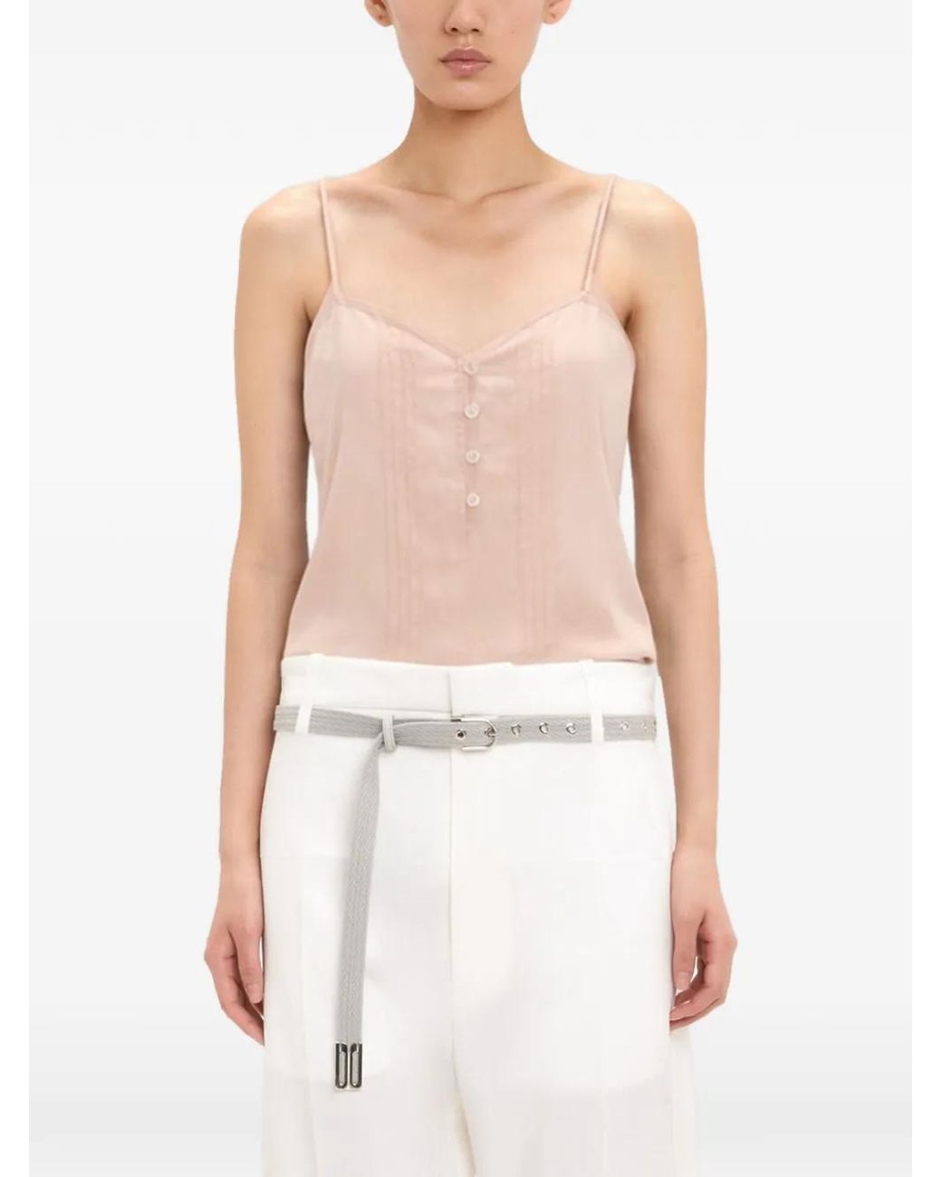 Victoria Beckham Natural Rouleaux Pintucked Cami Top