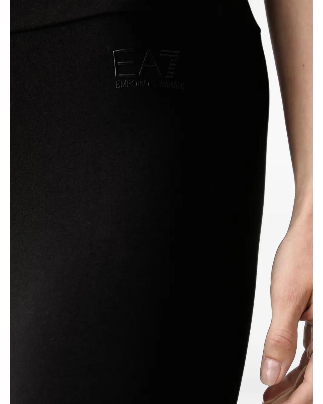 EA7 Black Logo-Print Leggings