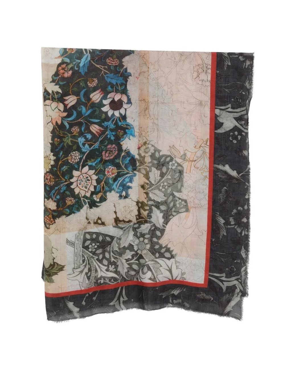 Faliero Sarti Brown Floral-Print Frayed Scarf